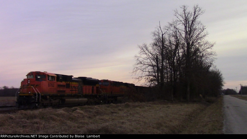 BNSF coal train tied down